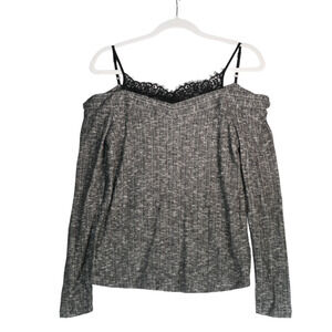 NEW Maurices Sweater Womens Small Gray Off Shoulder Soft Girl Boho Casual Cozy